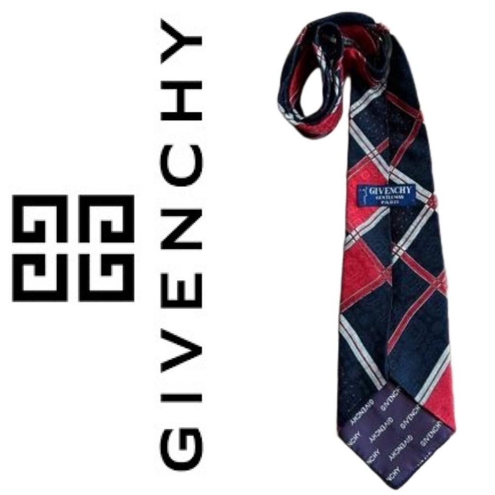 Givenchy Designer Luxury Geometrical Tie Red and Navy